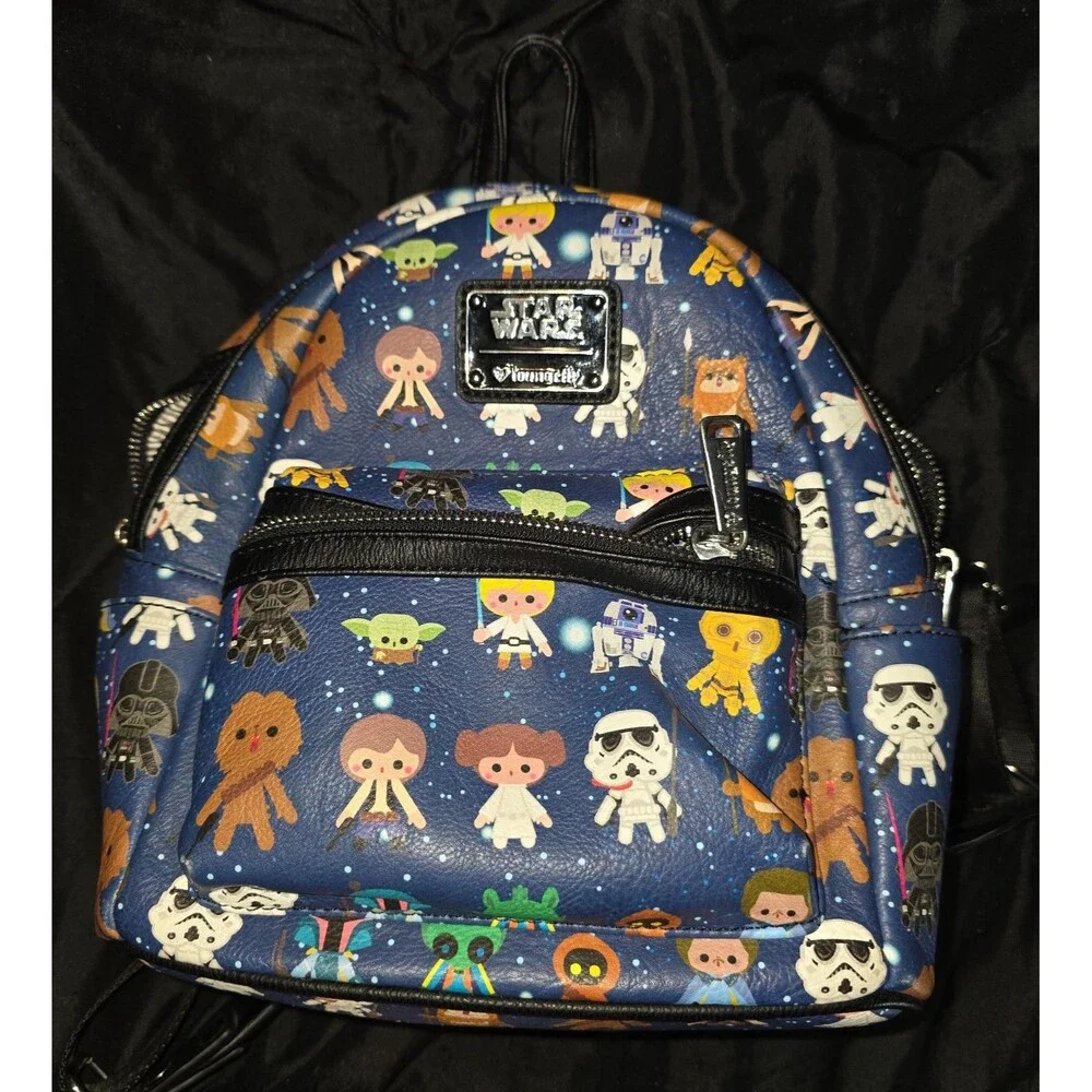 Loungefly Disney star wars chibi character print mini backpack purse bag tote!